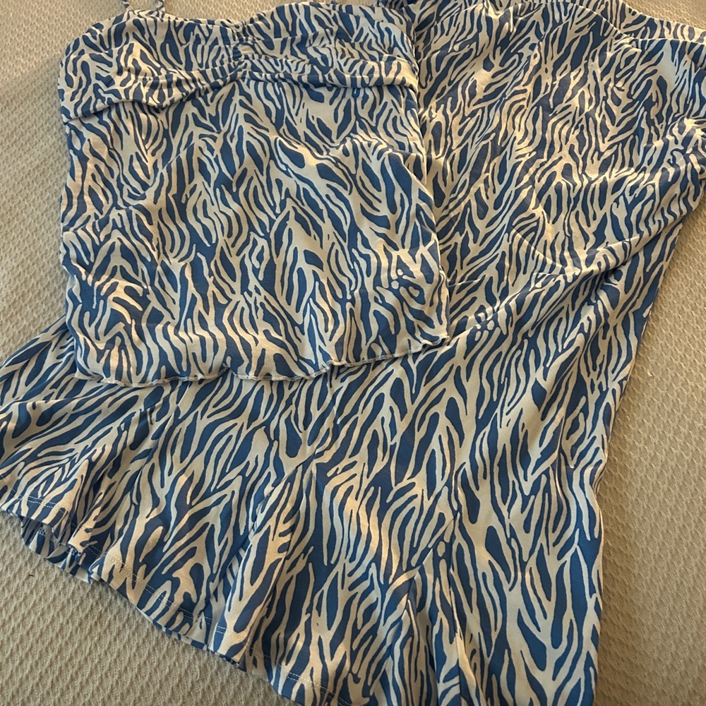 Blue and White Zebra Print Skirt